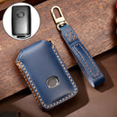 Hallmo Car Cowhide Leather Key Protective Cover Key Case for New Mazda Axela (Blue)