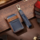 Hallmo Car Cowhide Leather Key Protective Cover Key Case for New Mazda Axela (Blue)