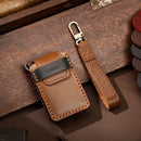 Hallmo Car Cowhide Leather Key Protective Cover Key Case for New Mazda Axela (Brown)