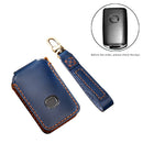 Hallmo Car Cowhide Leather Key Protective Cover Key Case for New Mazda Axela (Blue)