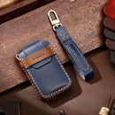 Hallmo Car Cowhide Leather Key Protective Cover Key Case for New Volvo (Blue)