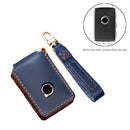 Hallmo Car Cowhide Leather Key Protective Cover Key Case for New Volvo (Blue)