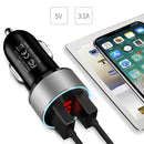 JMG-C016A 5 PCS 5V 3.1A Car Dual USB Charger with LED Display(Black)