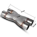 Dual 2.5 inch Car Universal 304 Stainless Steel X-type Exhaust Pipe