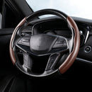 Car Universal Carbon Fiber Texture Leather Steering Wheel Cover (Coffee)