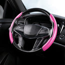 Car Universal Carbon Fiber Texture Leather Steering Wheel Cover (Pink)