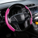 Car Universal Carbon Fiber Texture Leather Steering Wheel Cover (Pink)