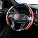 Car Universal Carbon Fiber Texture Leather Steering Wheel Cover (Brown)