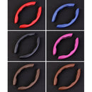 Car Universal Carbon Fiber Texture Leather Steering Wheel Cover (Red)