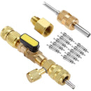 R410A R22 Spool Remover Installation Tool with Dual Size SAE 1/4 and 5/16 Ports