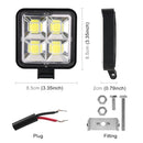 Car Square Work Light with 4 COB Lamp Beads