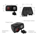 Motorcycle Digital Display Phone Charger Rearview Mirror Holder with Switch(Red Light)