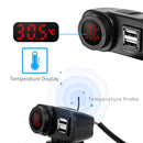 Motorcycle Digital Display Phone Charger Rearview Mirror Holder with Switch(Red Light)