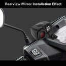 Motorcycle Digital Display Phone Charger Rearview Mirror Holder with Switch(Red Light)