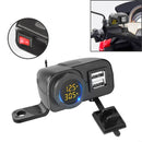 Motorcycle Digital Display Phone Charger Rearview Mirror Holder with Switch(Yellow Light)