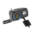 Motorcycle Digital Display Phone Charger Rearview Mirror Holder with Switch(Yellow Light)