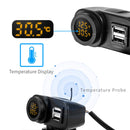 Motorcycle Digital Display Phone Charger Rearview Mirror Holder with Switch(Yellow Light)