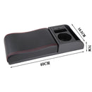 Car Multi-functional Dual USB Armrest Box Booster Pad, Microfiber Leather Curved Type (Black Red)