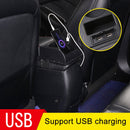 Car Multi-functional Dual USB Armrest Box Booster Pad, Carbon Fiber Leather Straight Type (Black)