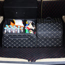 Car Trunk Foldable Storage Box, Rhombic Grid Middle Size: 40 x 32 x 30cm (Wine Red)