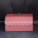 Car Trunk Foldable Storage Box, Rhombic Grid Large Size: 54 x 32 x 30cm (Wine Red)