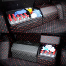 Car Trunk Foldable Storage Box, Rhombic Grid Large Size: 54 x 32 x 30cm (Black Red)