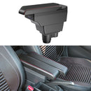 Car Center Armrest Box Side Slip Carbon Fiber Leather Type for Renault Duster 2019 (Black Red)