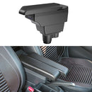 Car Center Armrest Box Side Slip Carbon Fiber Leather Type for Renault Duster 2019 (Black)