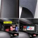 Car Center Armrest Box Microfiber Leather Type for Renault Duster 2019 (Black Red)