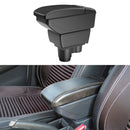 Car Center Armrest Box Carbon Fiber Leather Type for Renault Duster 2019 (Black White)