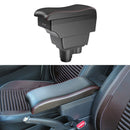 Car Center Armrest Box Curved Double Layer 7USB Carbon Fiber Leather Type for Renault Duster 2019 (Black Red)