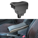 Car Center Armrest Box Curved Double Layer 7USB Carbon Fiber Leather Type for Renault Duster 2019 (Black White)