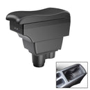 Car Center Armrest Box Curved Double Layer 7USB Carbon Fiber Leather Type for Renault Duster 2019 (Black)
