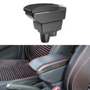 Car Center Armrest Box Plating Carbon Fiber Leather Type for Renault Duster 2019 (Black Red)