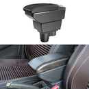 Car Center Armrest Box Plating Carbon Fiber Leather Type for Renault Duster 2019 (Black)