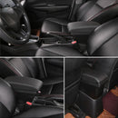 Car Center Armrest Box Microfiber Leather Type for Peugeot 2008 (Black White)