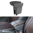 Car Center Armrest Box Double Layer 7USB Carbon Fiber Leather Type for Dongfeng Fxauto EX1 (Black Red)