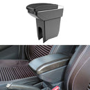 Car Center Armrest Box Double Layer 7USB Carbon Fiber Leather Type for Dongfeng Fxauto EX1 (Black)