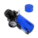 Car Universal Round Oil Breathable Catch Can with Vacuum Pressure Gauge (Blue)