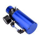 Car Universal Round Oil Breathable Catch Can with Vacuum Pressure Gauge (Blue)