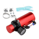 Car Universal Round Oil Breathable Catch Can with Vacuum Pressure Gauge (Red)