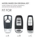Hallmo Car Female Style Cowhide Leather Key Protective Cover for Audi, A Type (Grass Green)