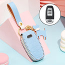 Hallmo Car Female Style Cowhide Leather Key Protective Cover for Audi, B Type (Sky Blue)