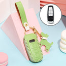 Hallmo Car Female Style Cowhide Leather Key Protective Cover for Audi, C Type (Grass Green)