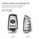 Hallmo Car Female Style Cowhide Leather Key Protective Cover for BMW, A Type (Lake Blue)