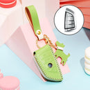 Hallmo Car Female Style Cowhide Leather Key Protective Cover for BMW, B Type (Grass Green)