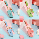 Hallmo Car Female Style Cowhide Leather Key Protective Cover for BMW, B Type (Pink)