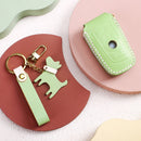 Hallmo Car Female Style Cowhide Leather Key Protective Cover for BMW, B Type (Grass Green)