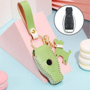 Hallmo Car Female Style Cowhide Leather Key Protective Cover for Mercedes-Benz, A Type (Grass Green)