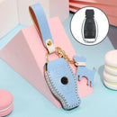 Hallmo Car Female Style Cowhide Leather Key Protective Cover for Mercedes-Benz, A Type (Sky Blue)